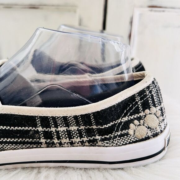Draven Teddy Bear Black & White Plaid Slip on Loafers Comfort Shoes - Womens 9 - Picture 3 of 8